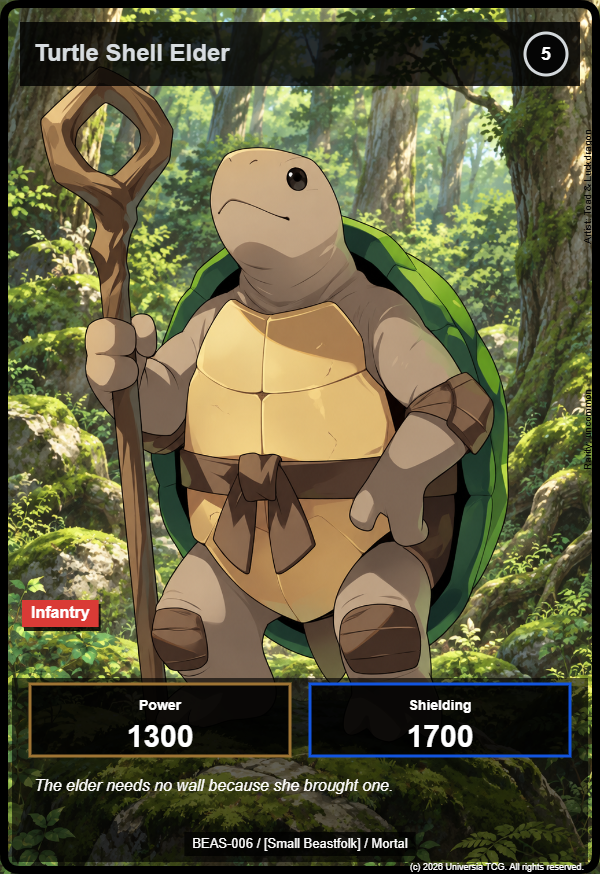 Turtle Shell Elder card showing Infantry + Guardian