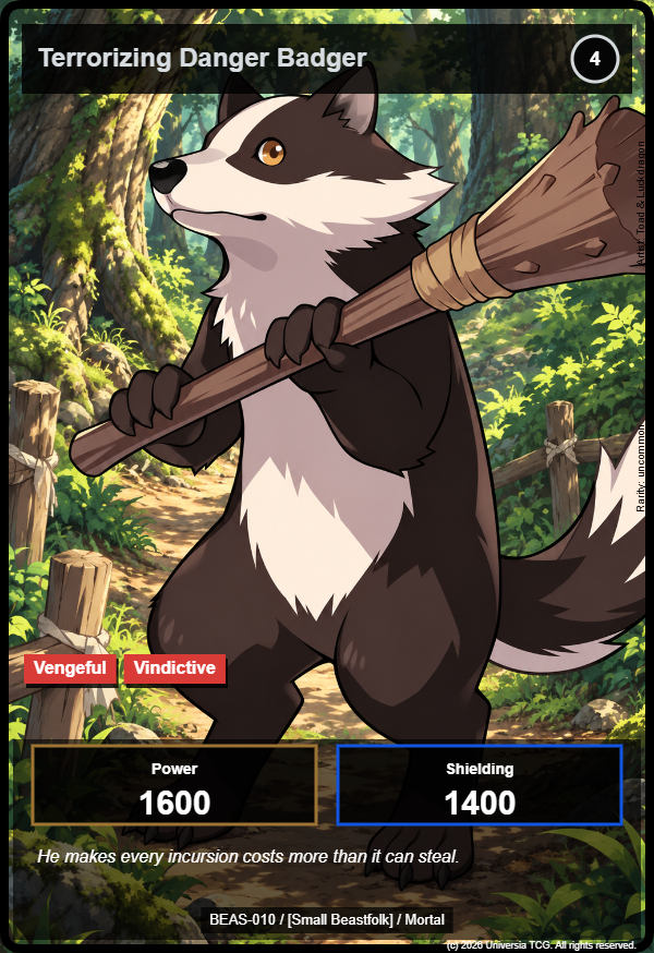 Terrorizing Danger Badger card