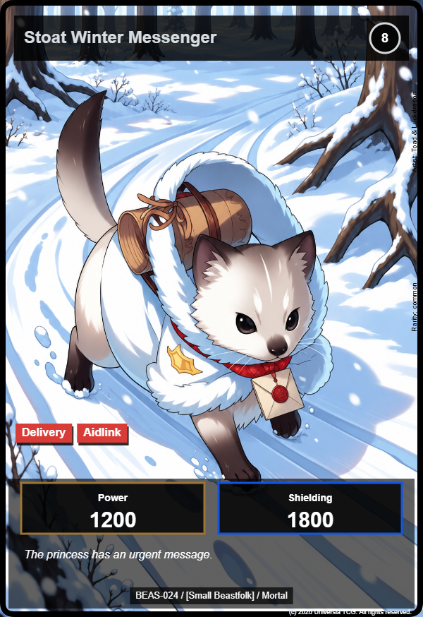 Stoat Winter Messenger card