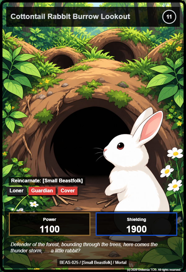 Cottontail Rabbit Burrow Lookout card