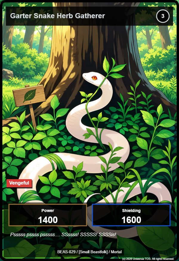Garter Snake Herb Gatherer card