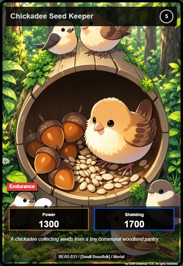 Chickadee Seed Keeper card