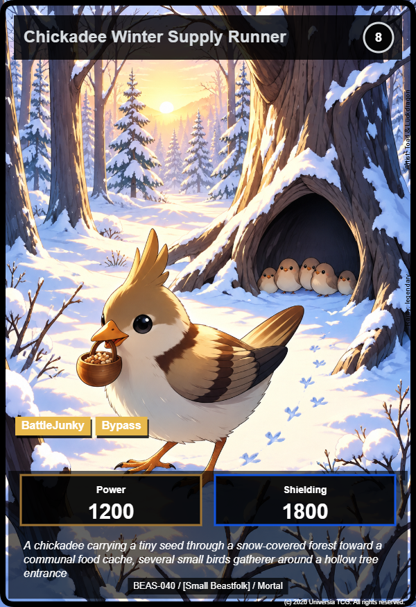 Chickadee Winter Supply Runner card