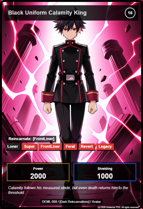 Black Uniform Calamity King card