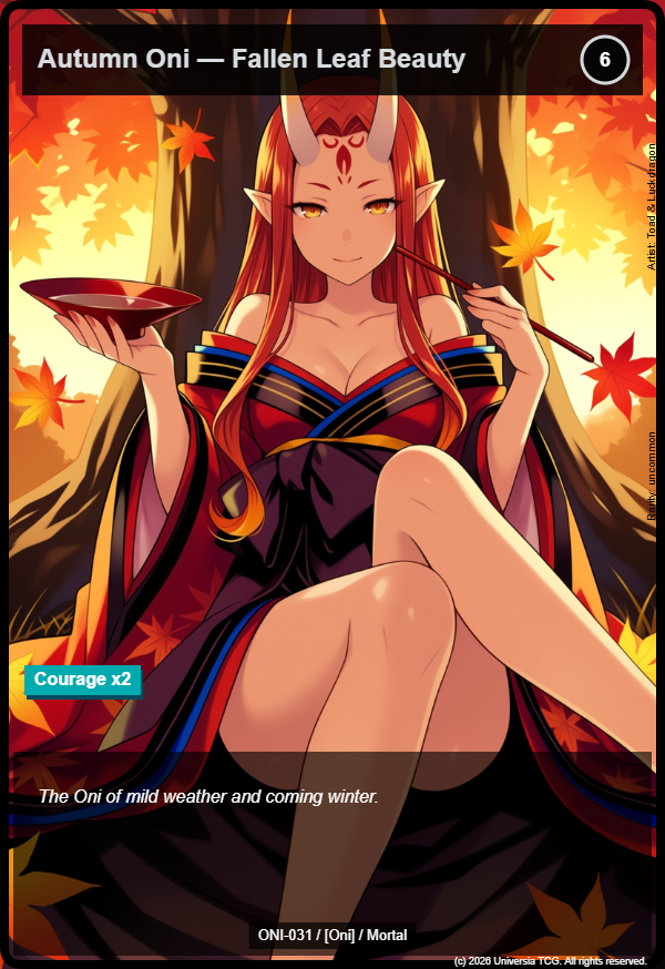 Autumn Oni — Fallen Leaf Beauty card