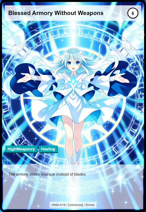 Blessed Armory Without Weapons card
