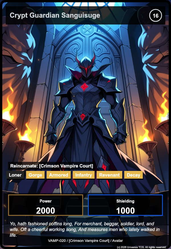 Crypt Guardian Sanguisuge card