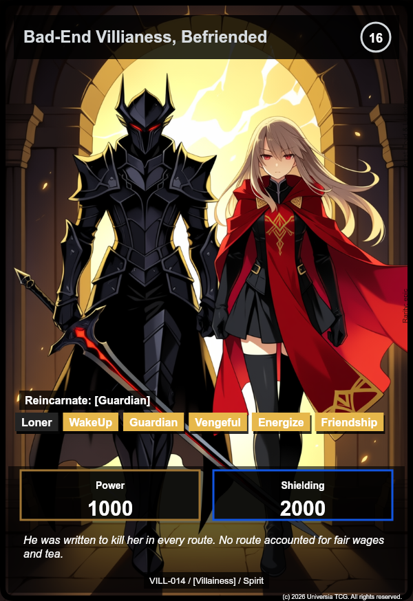 Bad-End Villianess, Befriended card